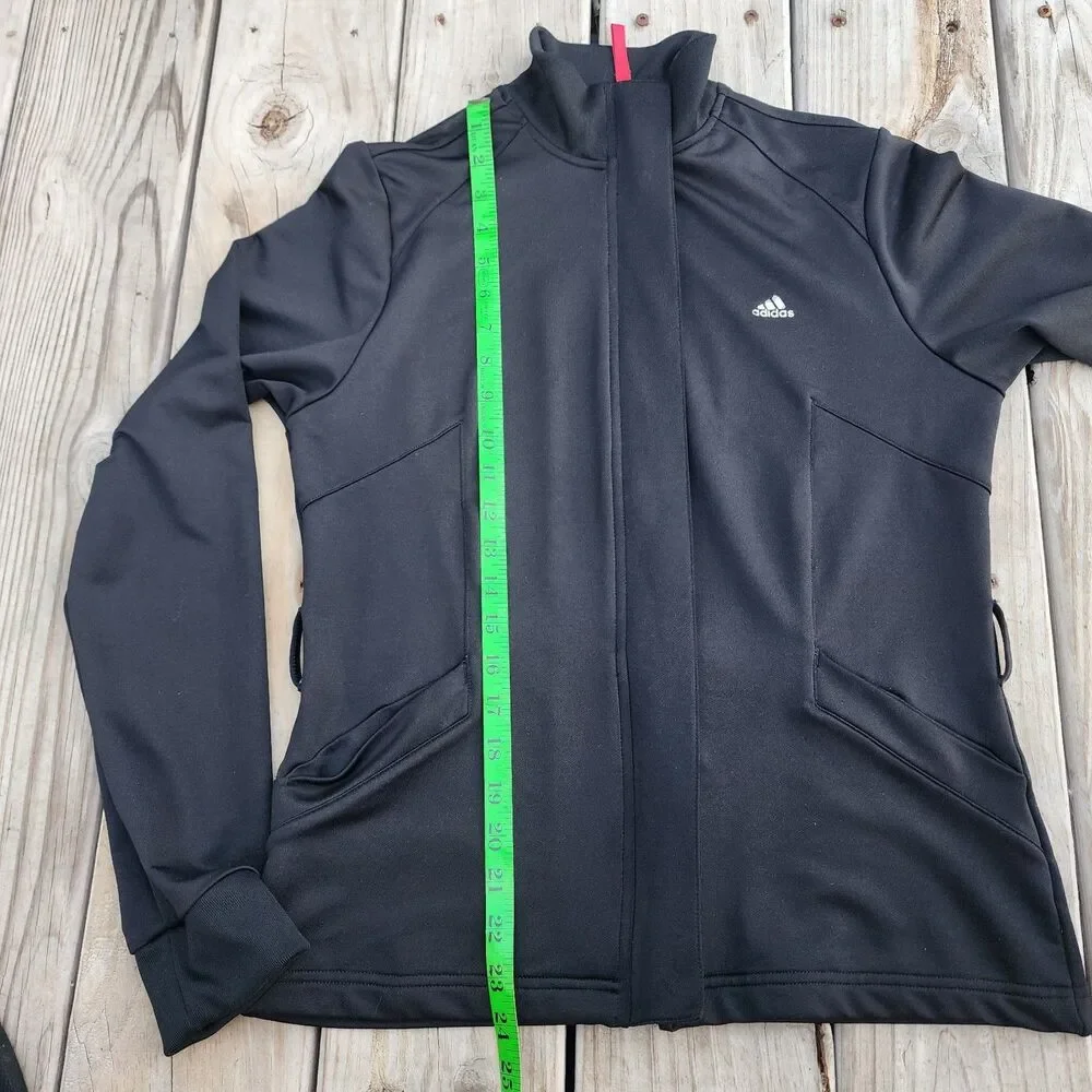 Black Womens Adidas Sz Medium Clima365 Full Zip Track Running Training Jacket